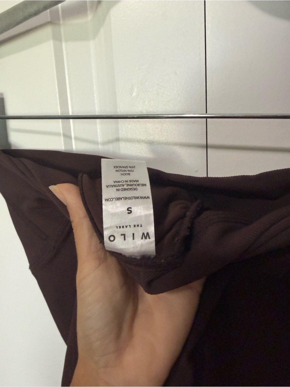 Wilo - Seamless Strappy Top & High-Rise Shorts Set - Deep Brown - size small - Picture 3 of 5